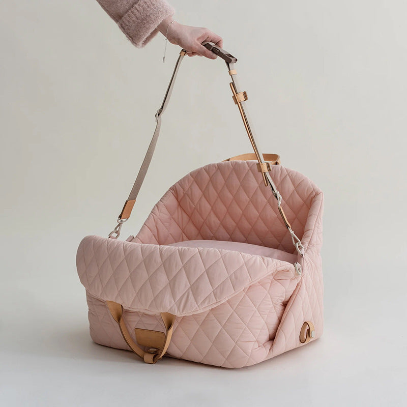 Luxury Quilted 2-in-1 Pet Travel Carrier & Car Booster Seat for Small Dogs(Black)