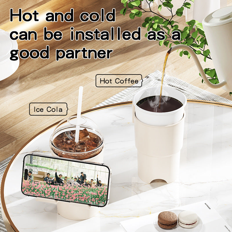 Multi-Purpose Anti-Spill Cup Holder with Suction Base & Detachable Phone Stand(orange)