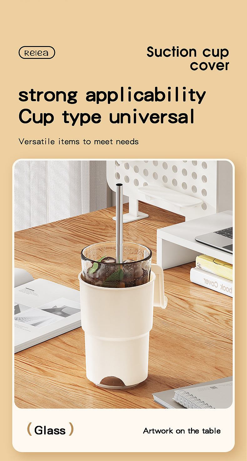 Multi-Purpose Anti-Spill Cup Holder with Suction Base & Detachable Phone Stand(black)