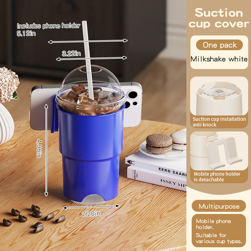 Multi-Purpose Anti-Spill Cup Holder with Suction Base &amp; Detachable Phone Stand(blue)