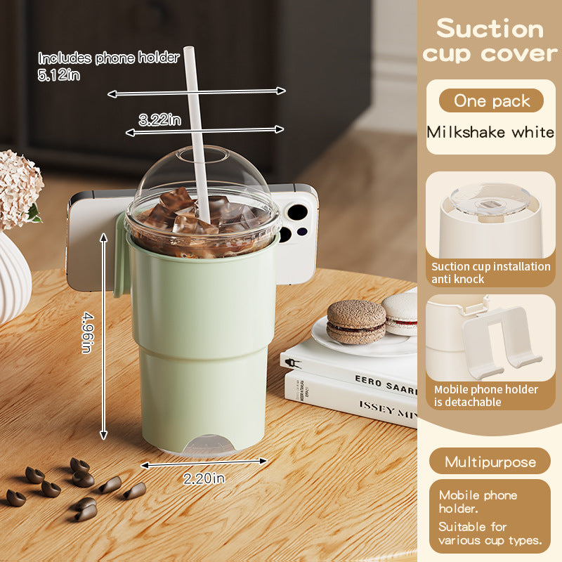 Multi-Purpose Anti-Spill Cup Holder with Suction Base &amp; Detachable Phone Stand(green)