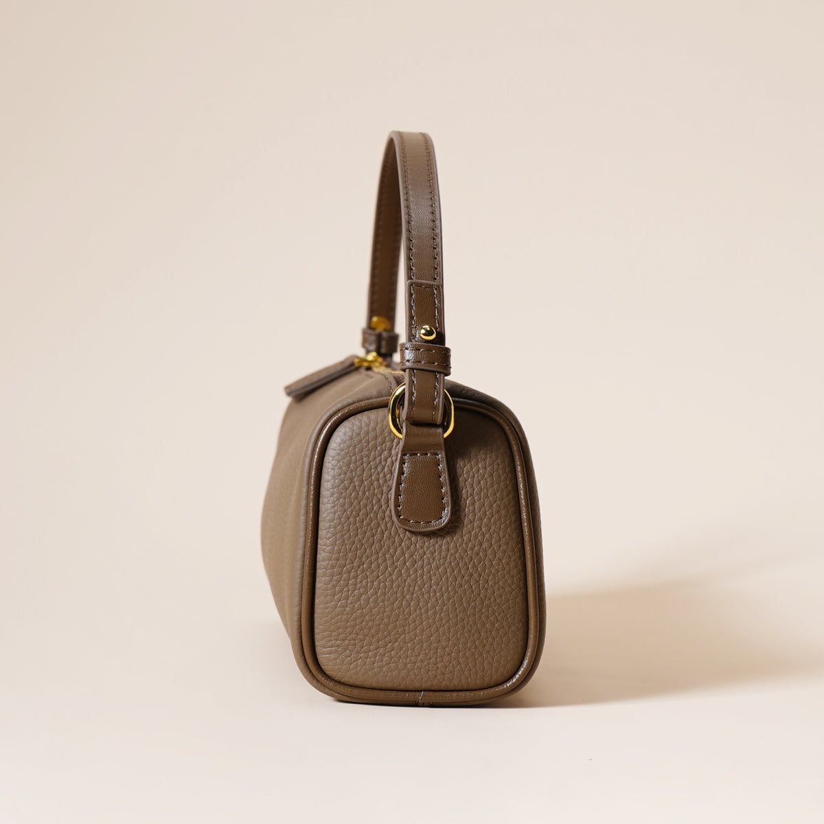 Genuine Leather Boston Bag - Mini Barrel Crossbody & Top Handle Purse(black)