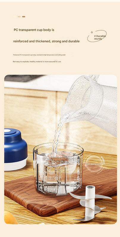 Powerful Mini Electric Food Chopper - USB Rechargeable Cordless Garlic & Meat Mincer(purple 320ml + 6-blade knife)