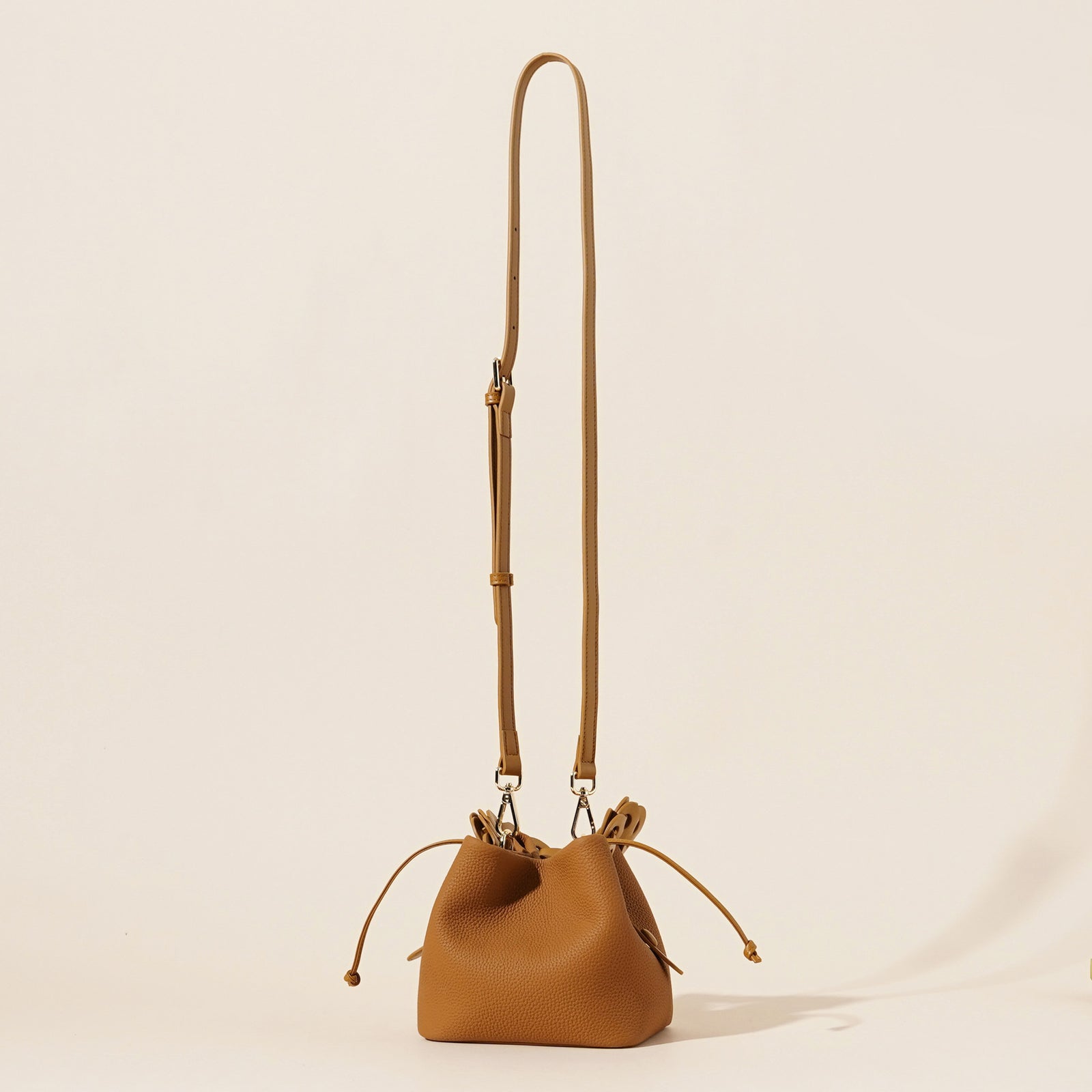 Genuine Leather Mini Bucket Bag with Braided Handle - Chic Drawstring Crossbody Purse(Gray)