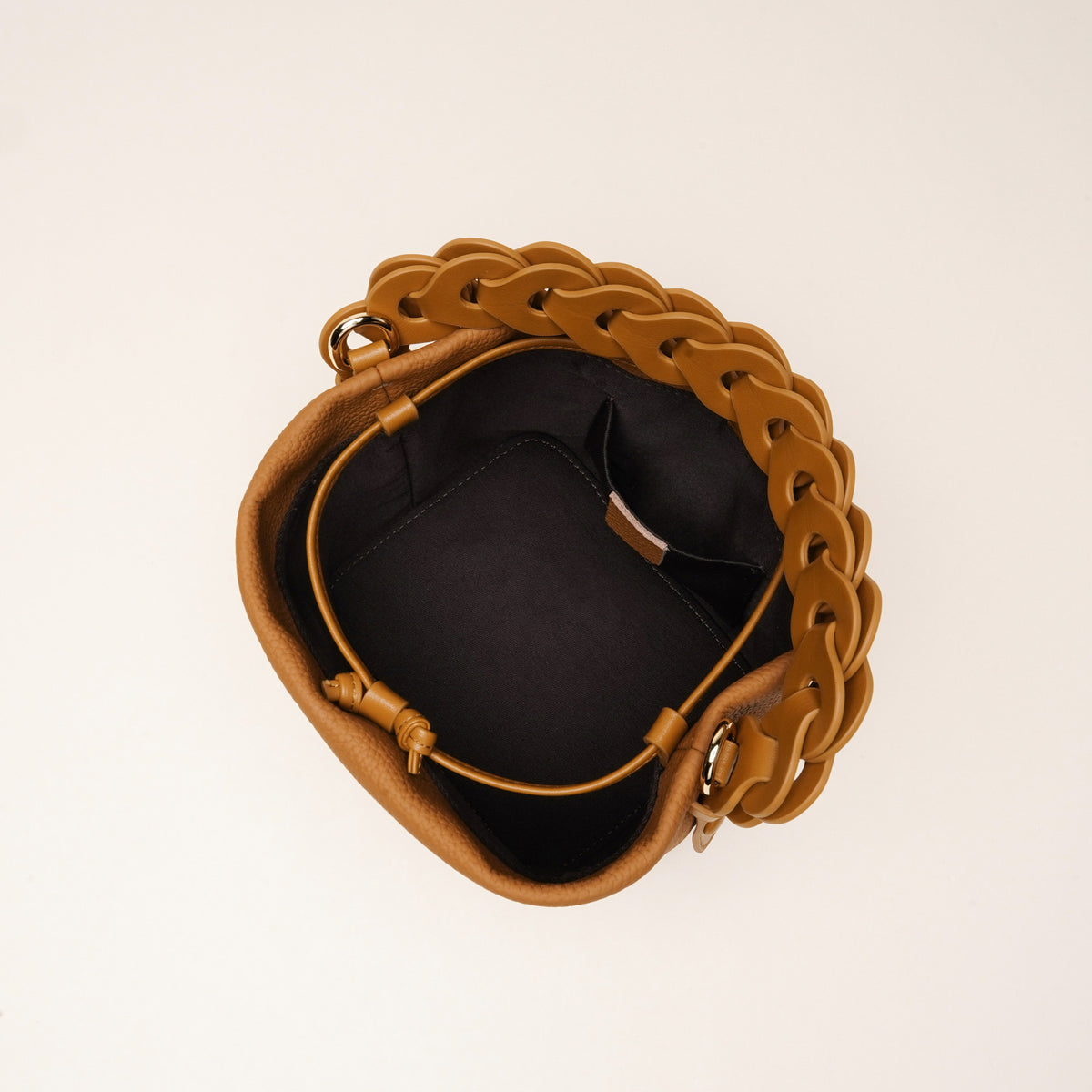 Genuine Leather Mini Bucket Bag with Braided Handle - Chic Drawstring Crossbody Purse(Black)