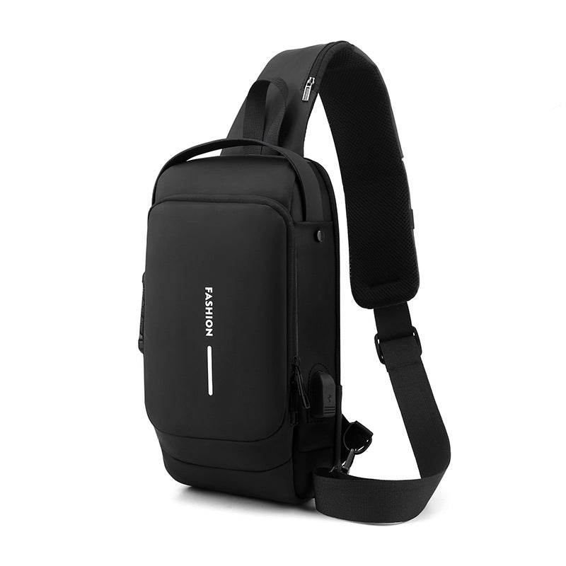 Black Men&#39;s Anti-Theft Crossbody Sling Bag with USB Charging Port &amp; Combination Lock