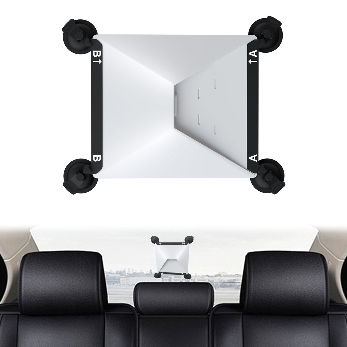 White and Black Heavy-Duty Suction Cup Mount for Starlink Mini - All-Weather Car, RV &amp; Boat Bracket