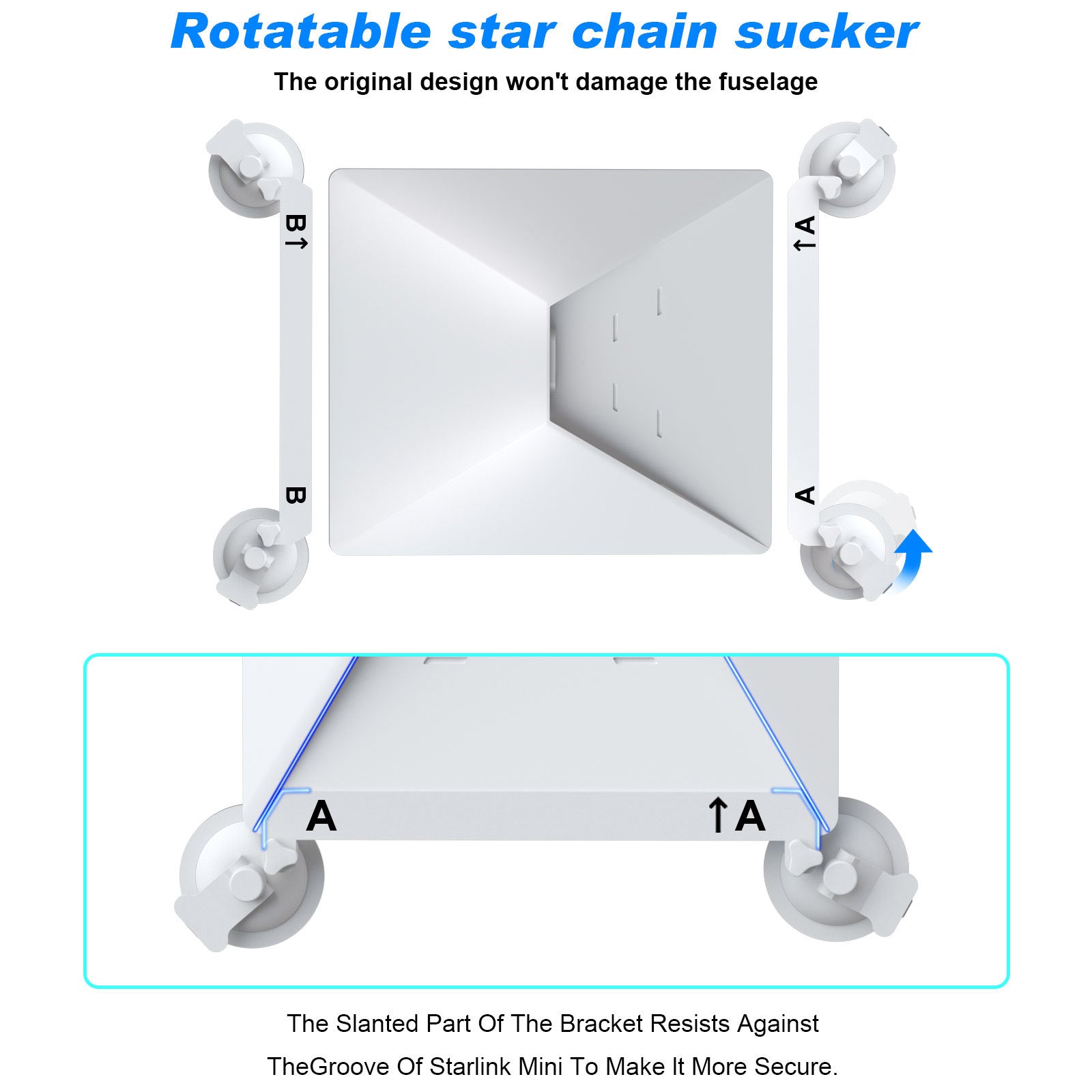 White Heavy-Duty Suction Cup Mount for Starlink Mini - All-Weather Car, RV & Boat Bracket