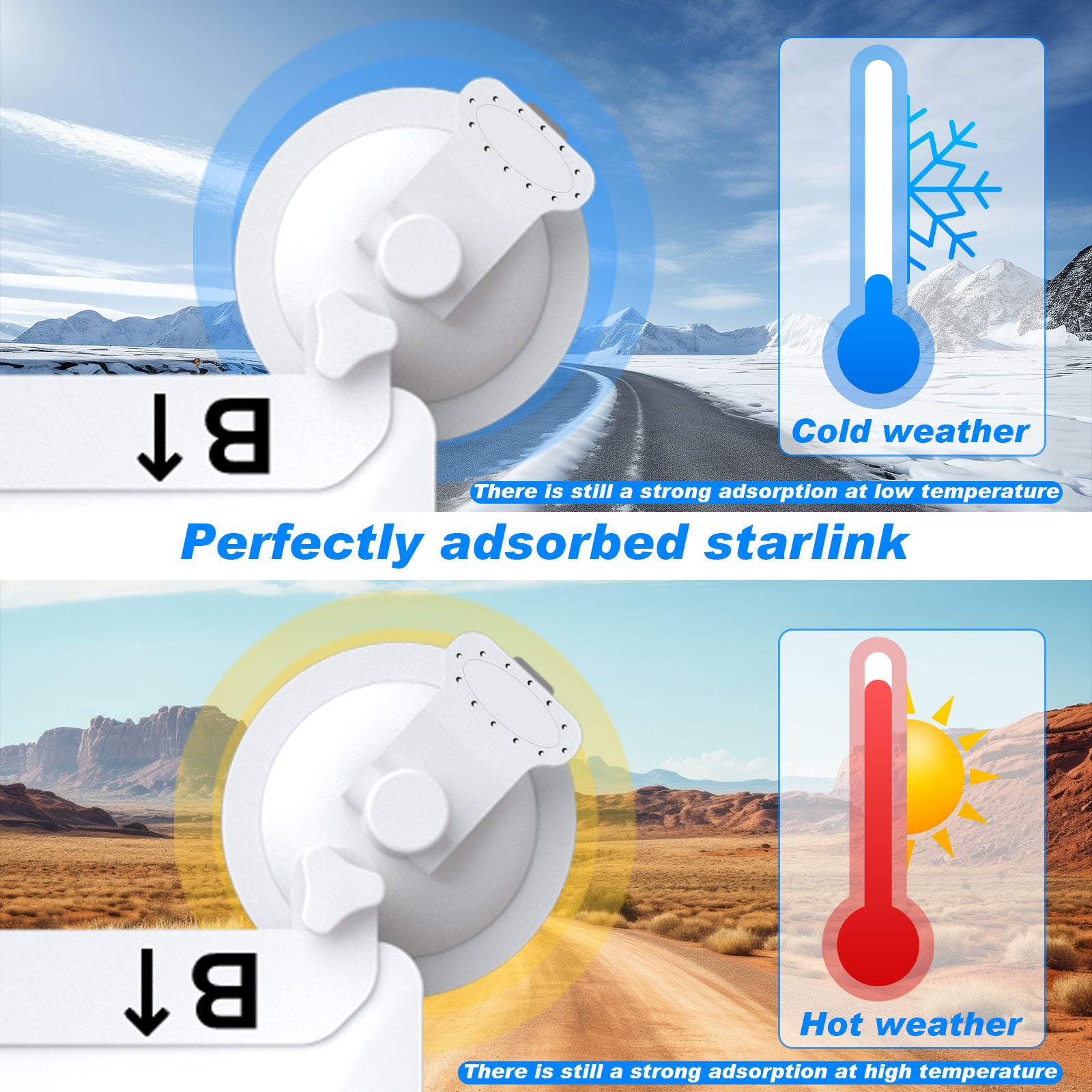 White Heavy-Duty Suction Cup Mount for Starlink Mini - All-Weather Car, RV & Boat Bracket