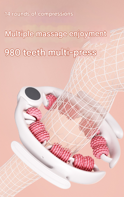 Pink U-Shape 360 Degree Massage Roller - Multi-Functional Leg, Arm & Neck Massager for Muscle Relief & Recovery