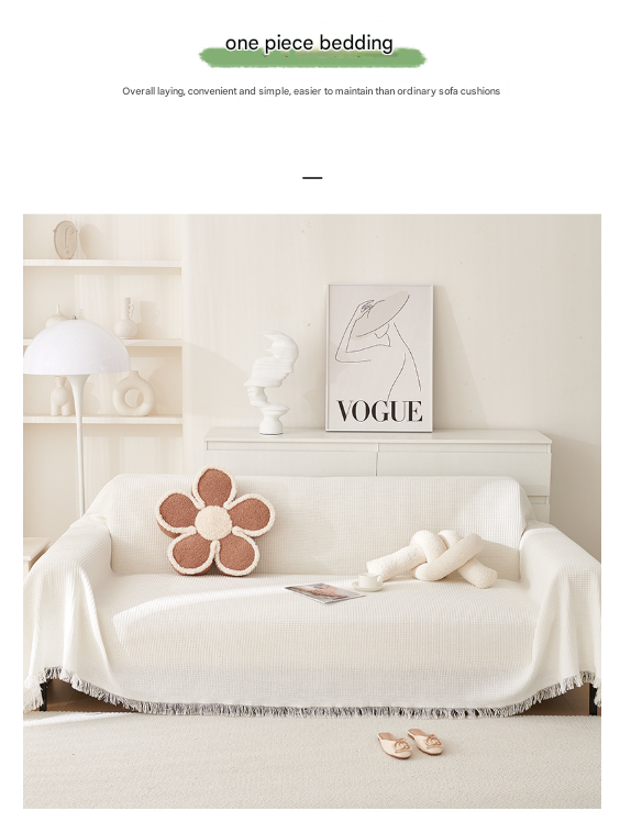 Black and white Ball Pattern Soft Waffle Weave Throw Blanket - Boho Style Cotton Blend Sofa Cover with Fringe 180x180cm