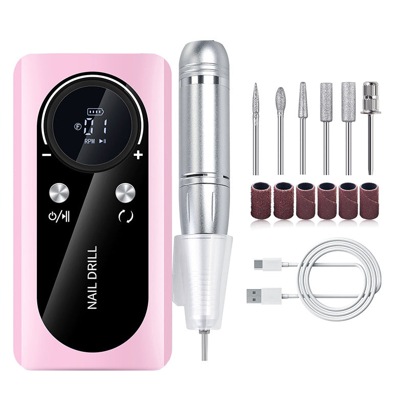 Pink Professional Rechargeable Nail Drill Machine - 45000RPM Portable E-File Kit for Acrylic, Gel, Polishing &amp; Manicure