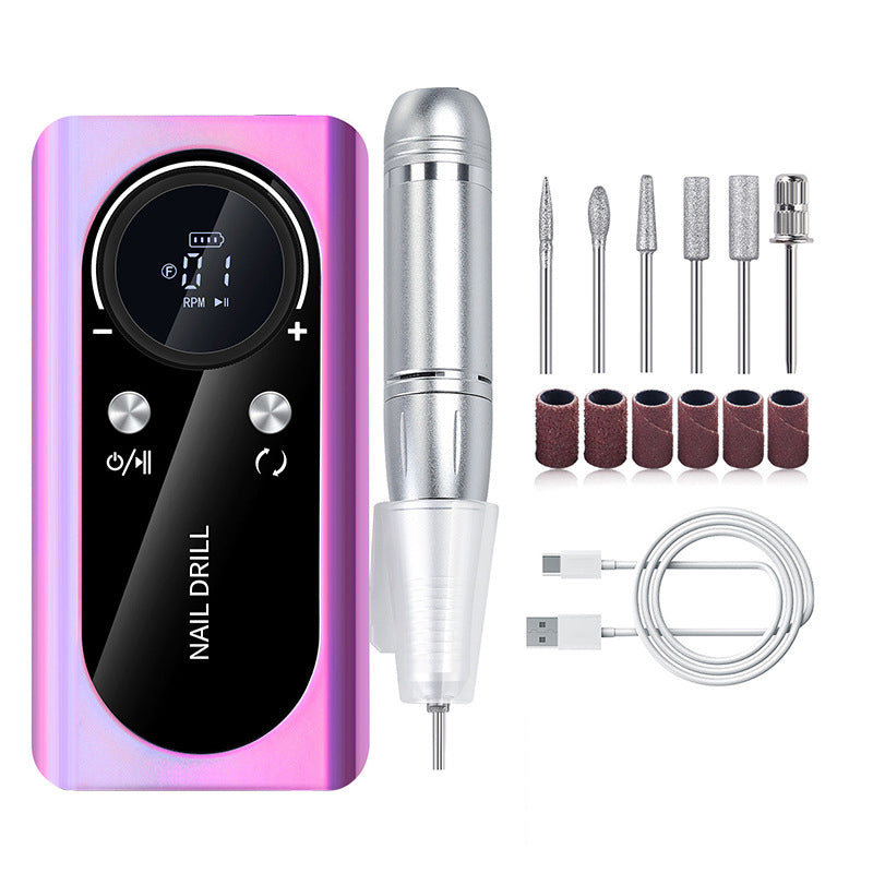 Purple Professional Rechargeable Nail Drill Machine - 45000RPM Portable E-File Kit for Acrylic, Gel, Polishing &amp; Manicure