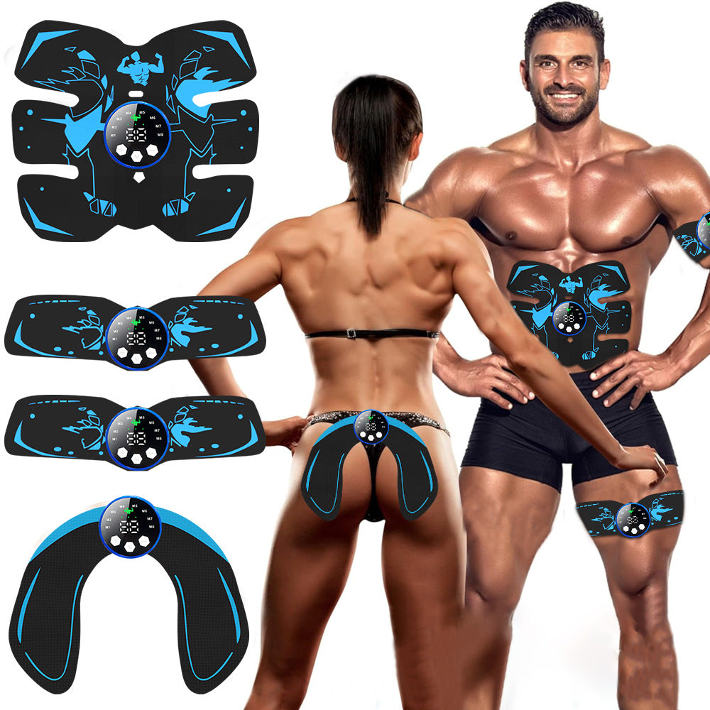 Black and Blue Ultimate EMS Muscle Stimulator Kit - USB Rechargeable Abdominal & Full Body Toner for Abs, Arms, and Glutes