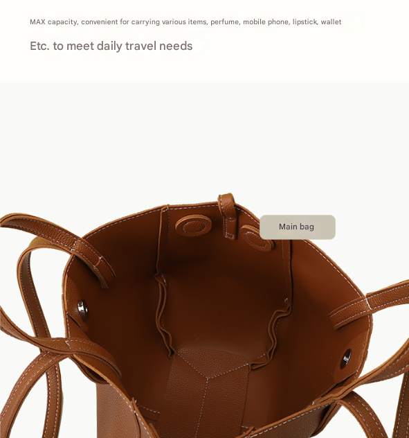 Brown Chic Minimalist PU Leather Tote Bag - Women's Versatile Shoulder Handbag with Contrast Stitching
