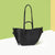 Black Chic Minimalist PU Leather Tote Bag - Women's Versatile Shoulder Handbag with Contrast Stitching