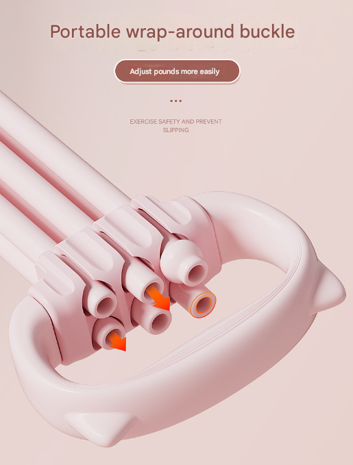 Pink Adjustable Resistance Chest Expander with 6 Levels - Cute Cat Ear Puller for Full Body Workout