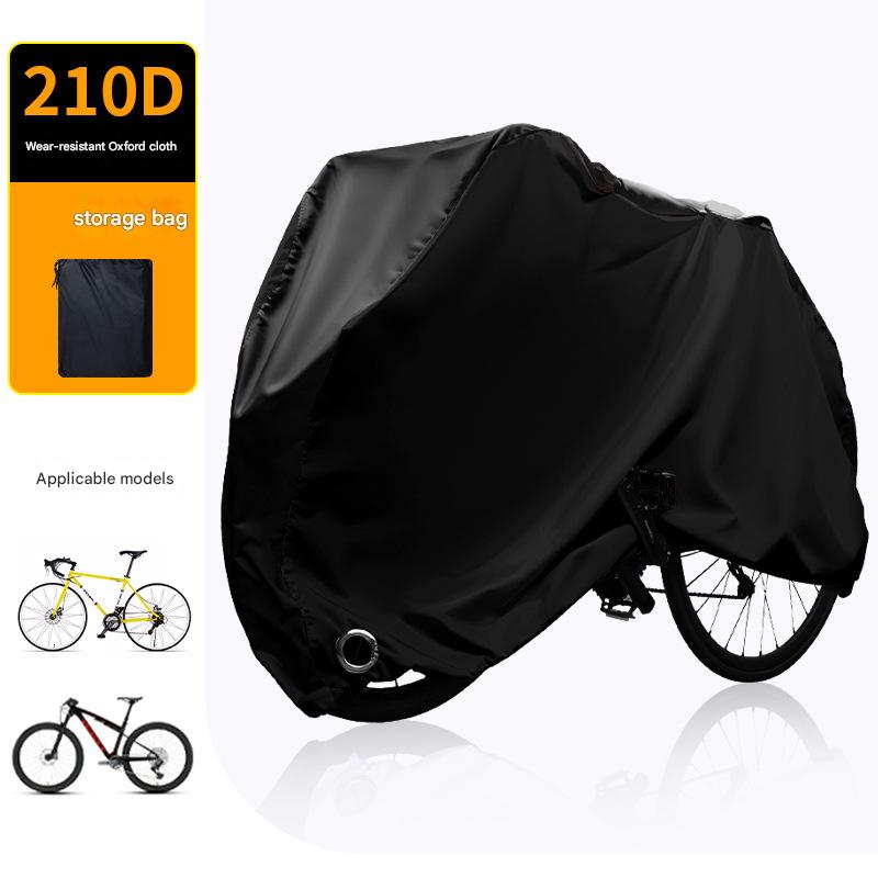 Size XL Black All-Weather 210D Bicycle Cover - Waterproof &amp; UV-Proof Outdoor Bike Protector with Lock Hole &amp; Storage Bag