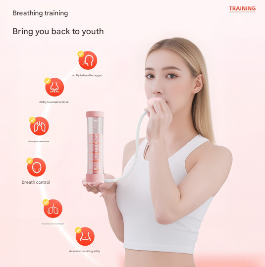 Pink Adjustable Breathing Exerciser & Respiratory Muscle Trainer - Lung Capacity, Core & Pelvic Floor Fitness Tool