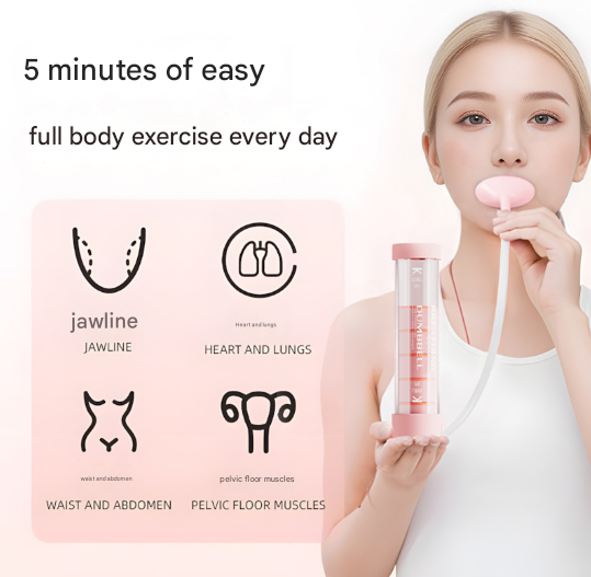 Pink Adjustable Breathing Exerciser & Respiratory Muscle Trainer - Lung Capacity, Core & Pelvic Floor Fitness Tool