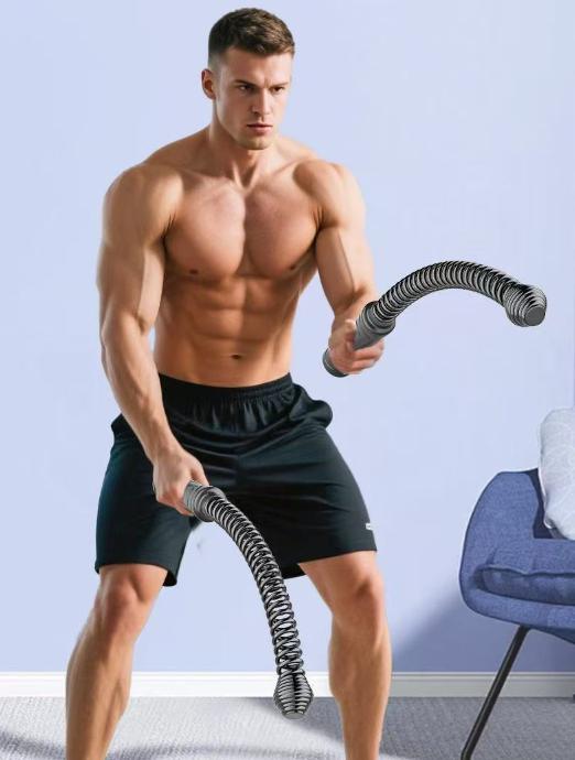 Black Cordless Battle Ropes - Heavy Duty Spring Steel Power Trainers for Full Body Strength & Cardio Workout