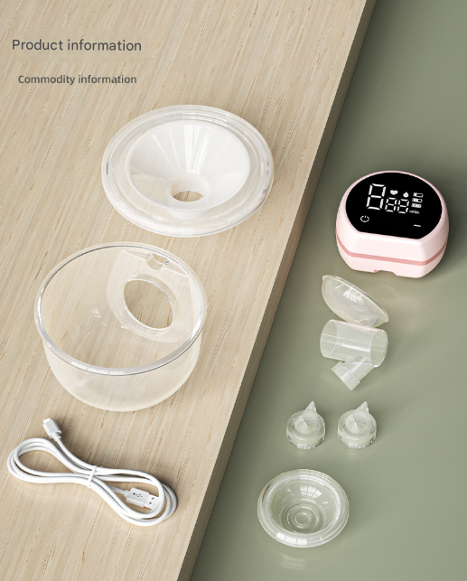Pink Hands-Free Wearable Electric Breast Pump - Portable, Quiet & Rechargeable with LED Display