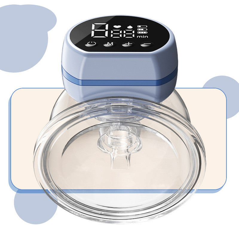 Blue Hands-Free Wearable Electric Breast Pump - Portable, Quiet &amp; Rechargeable with LED Display