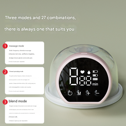 Blue Hands-Free Wearable Electric Breast Pump - Portable, Quiet & Rechargeable with LED Display