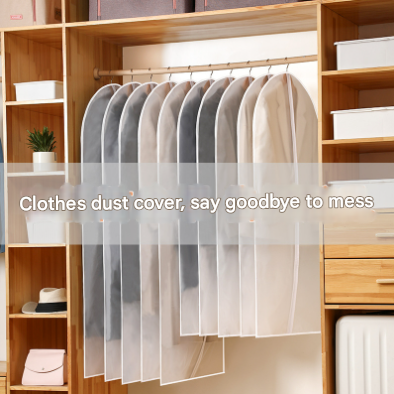 White Edge 10-Pack Hanging Garment Bags for Closet Storage - Translucent Dust-Proof Suit Covers, Washable & Reusable Coat Protectors (2 Sizes)