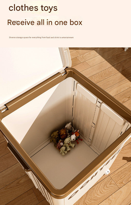 Beige Large Foldable Storage Box with Lid and Wheels - Heavy Duty Collapsible Toy Organizer Bin