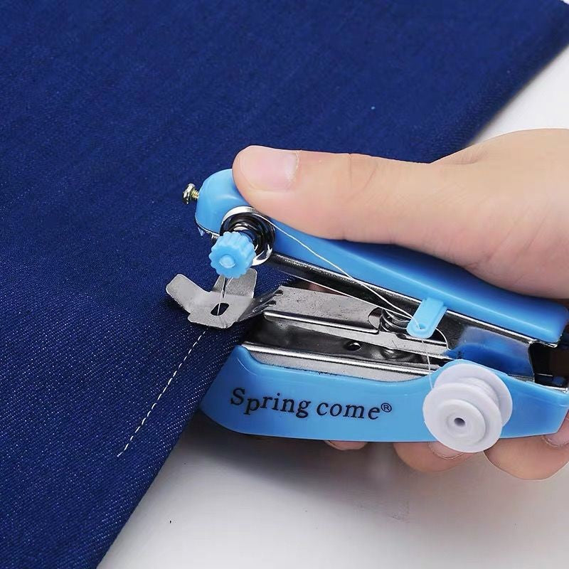 2 Pcs White Portable Mini Handheld Sewing Machine - Manual Stitching Tool for Quick Fabric Repairs