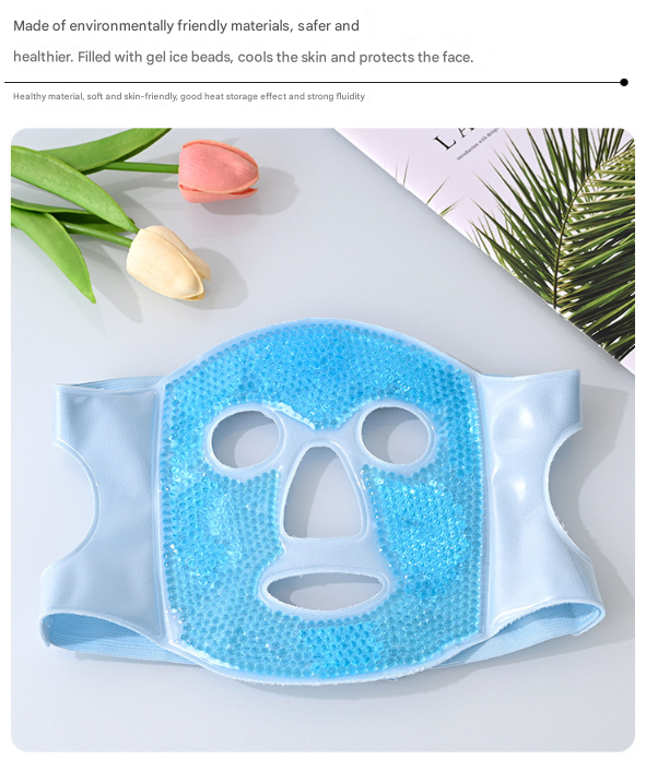 Blue Reusable Cooling Gel Bead Face Mask and Eye Mask Set - Soothing Therapy for Puffy Eyes, Headaches and Facial Relaxation