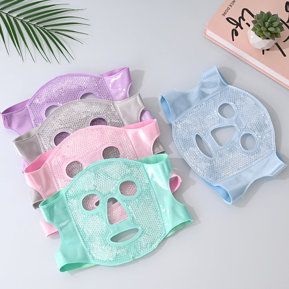 Grey Reusable Cooling Gel Bead Face Mask and Eye Mask Set - Soothing Therapy for Puffy Eyes, Headaches and Facial Relaxation