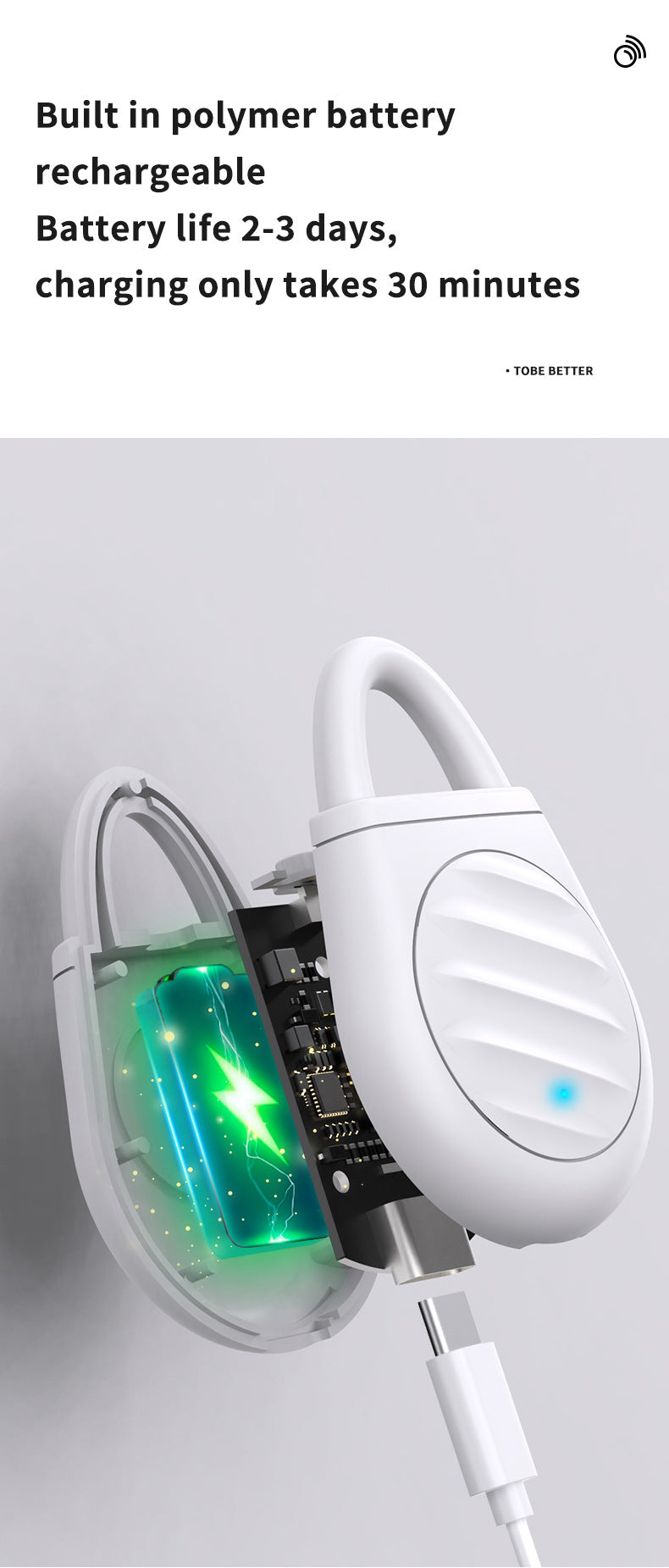 2 Pcs White Portable Ultrasonic Pest Repeller - Rechargeable Mosquito & Bird Repellent Device | 3-Mode for Indoor, Outdoor & Camping