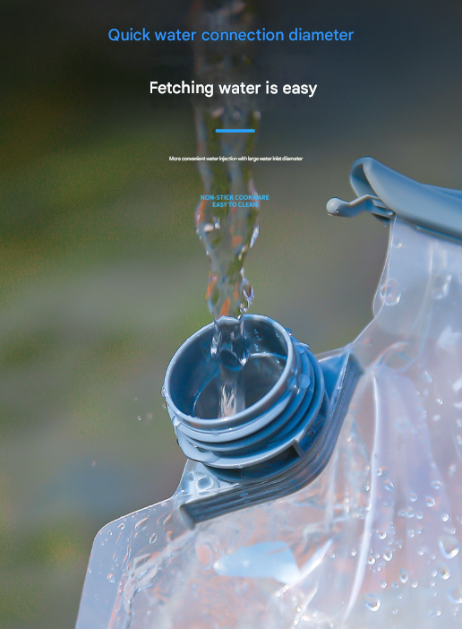 1 Piece Grey 8L Foldable Water Bag - Large Capacity Portable Water Carrier with Spigot for Camping & Outdoors