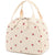 Beige Strawberry Pattern Corduroy Lunch Bag - Insulated Thermal Cooler Tote for School Work and Picnics