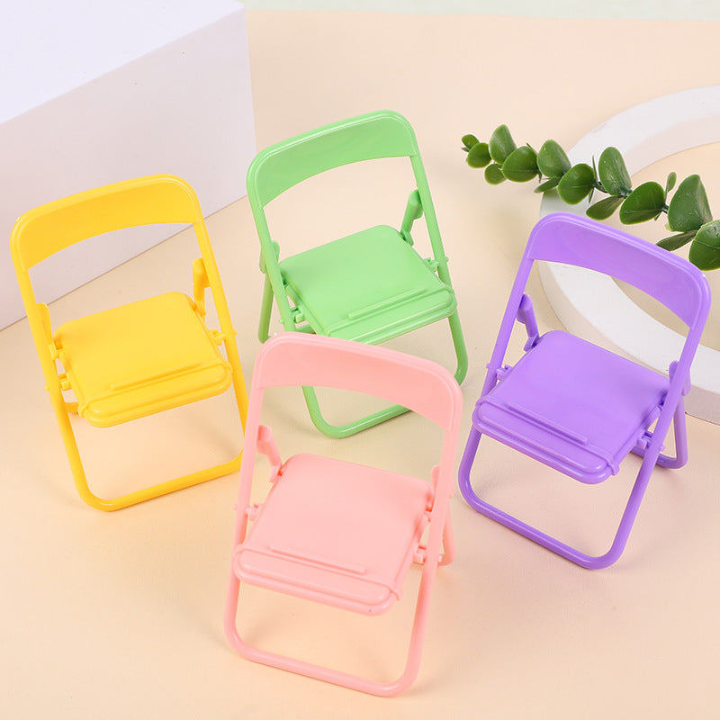 Color Mixing Adorable Mini Folding Chair Phone Stand - 4 Pack Cute Desktop Holder for Hands-Free Viewing