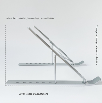 Silver Adjustable Aluminum Laptop Stand with Detachable Cooling Fan - Portable Ergonomic Riser for Desk