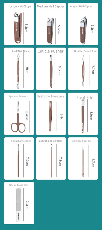 Yellow Premium 13-in-1 Manicure & Grooming Kit - Professional Carbon Steel Pedicure Set with Dual-Drawer Case & Mirror