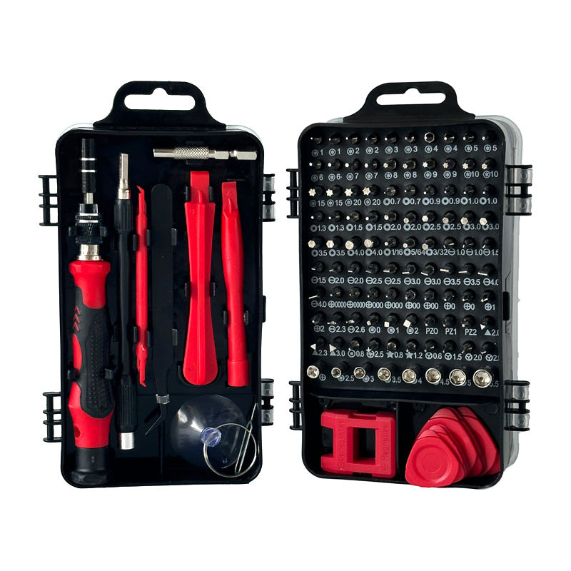 Red and Black Professional 115-in-1 Precision Screwdriver Set - Magnetic Repair Tool Kit for PC, Laptop, Phone &amp; Electronics