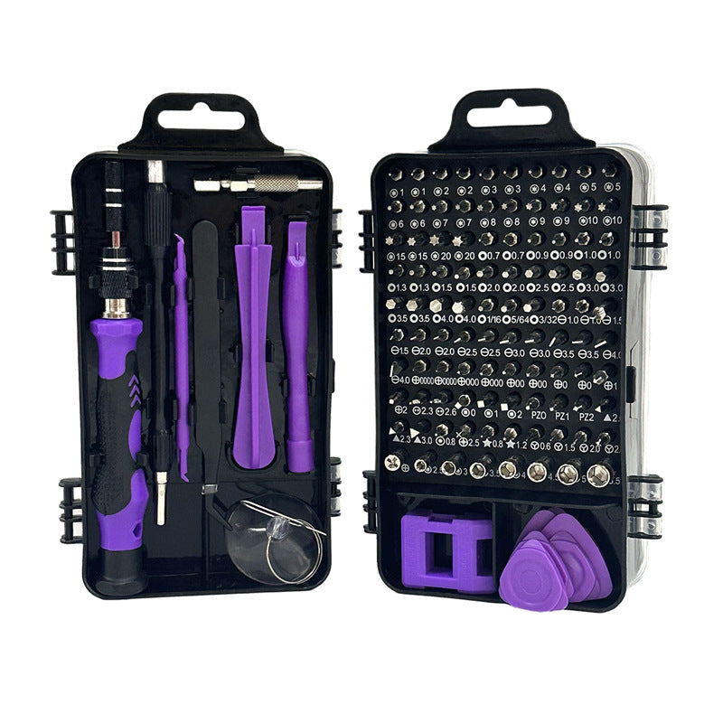 Purple and Black Professional 115-in-1 Precision Screwdriver Set - Magnetic Repair Tool Kit for PC, Laptop, Phone &amp; Electronics