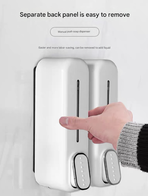 2 Pcs Silver Modern Wall-Mounted Press Soap Dispenser - 300ml Refillable Pump for Bathroom & Kitchen