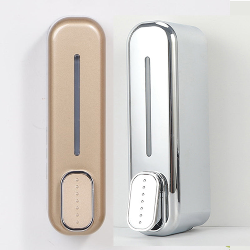 2 Pcs (Gold + Silver) Modern Wall-Mounted Press Soap Dispenser - 300ml Refillable Pump for Bathroom &amp; Kitchen