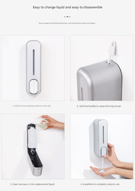 2 Pcs (White + Black) Modern Wall-Mounted Press Soap Dispenser - 300ml Refillable Pump for Bathroom & Kitchen