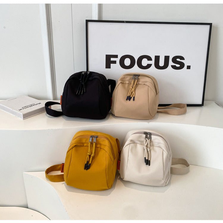 White Lightweight Canvas Crossbody Bag - Minimalist Casual Shoulder Satchel with Adjustable Strap