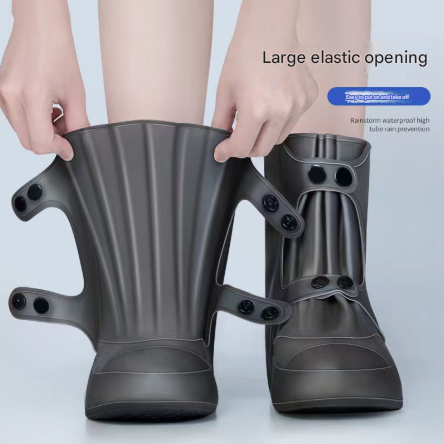 2 Pcs Size M Dark Grey Reusable Waterproof Shoe Covers - Heavy Duty Non-Slip Rain Boot Protectors