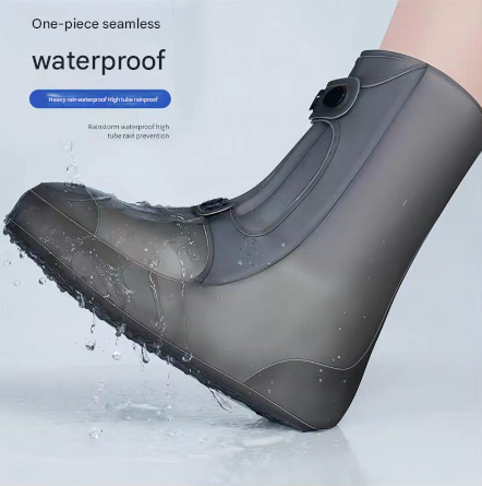 2 Pcs Size XL Dark Grey Reusable Waterproof Shoe Covers - Heavy Duty Non-Slip Rain Boot Protectors