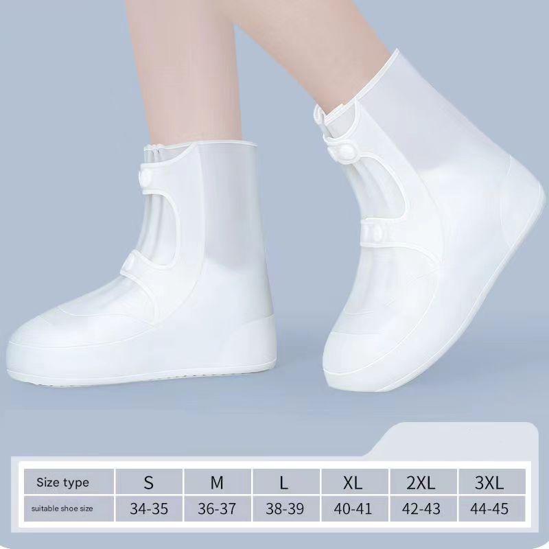 2 Pcs Size S White Reusable Waterproof Shoe Covers - Heavy Duty Non-Slip Rain Boot Protectors