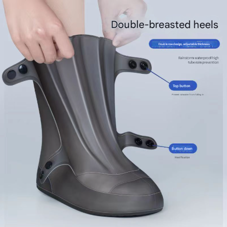 2 Pcs Size L White Reusable Waterproof Shoe Covers - Heavy Duty Non-Slip Rain Boot Protectors