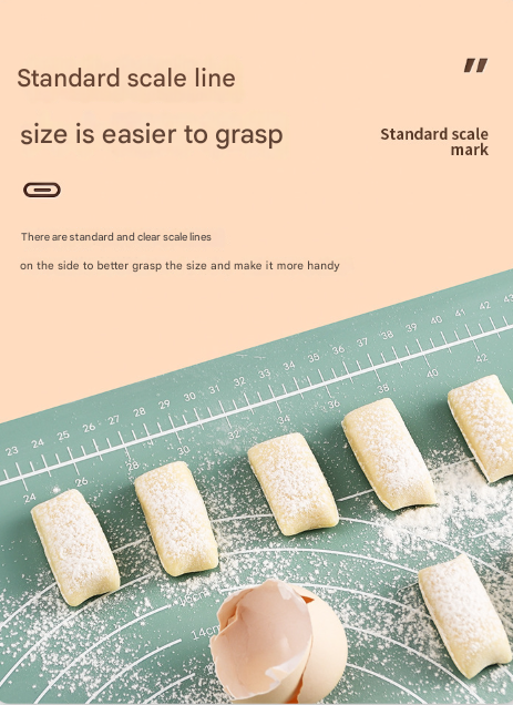 Dark Blue 3-Piece Silicone Baking Set - Non-Stick Pastry Mat with Measurements, Rolling Pin & Dough Scraper